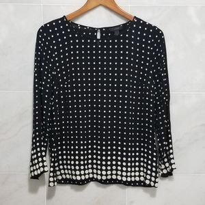 J.Crew Optic Dot Black Rayon Polka-Dot Blouse 6